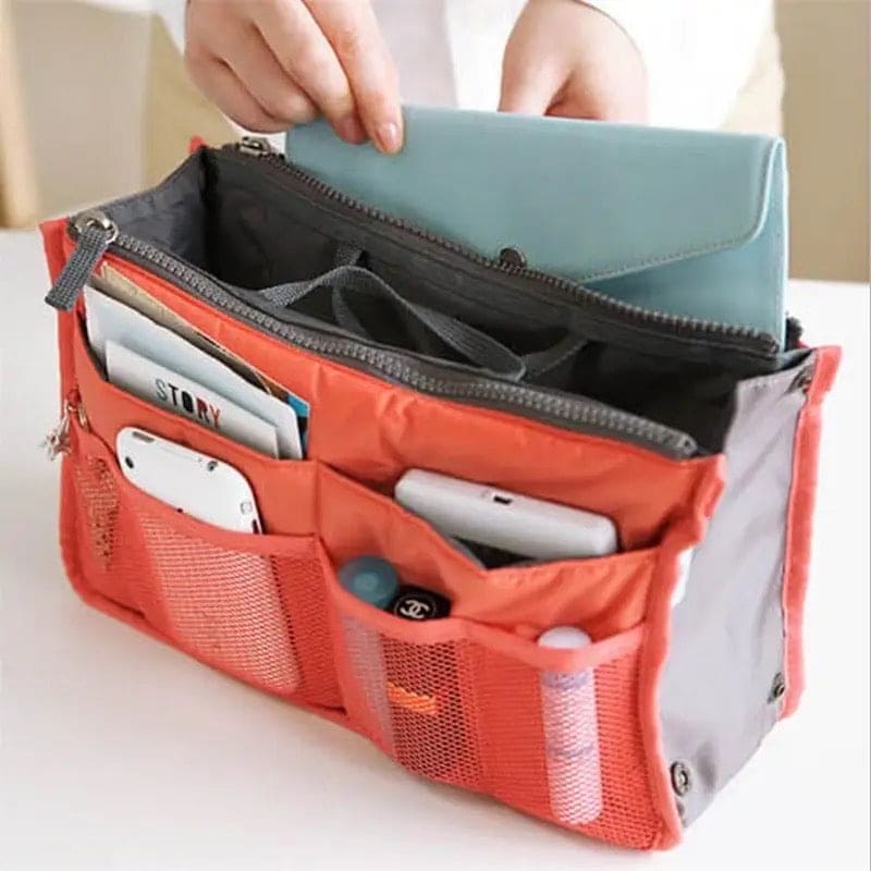 Organizer Insert Bag, Nylon Travel Handbag Purse, Large liner Lady Makeup Cosmetic Bag, Multi Zipper Makeup Bag, Double Zipper Storage Bag, Multipurpose Tote Bag Organizer Insert Bag, Nylon Travel Handbag Purse, Large liner Lady Makeup Cosmetic Bag, Multi Zipper Makeup Bag, Double Zipper Storage Bag, Multipurpose Tote Bag